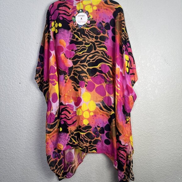 Infamous Swim Kasey Rainbow Swim Cover Up Womens O/S Guilia Kimono Beach Resort - Picture 4 of 6